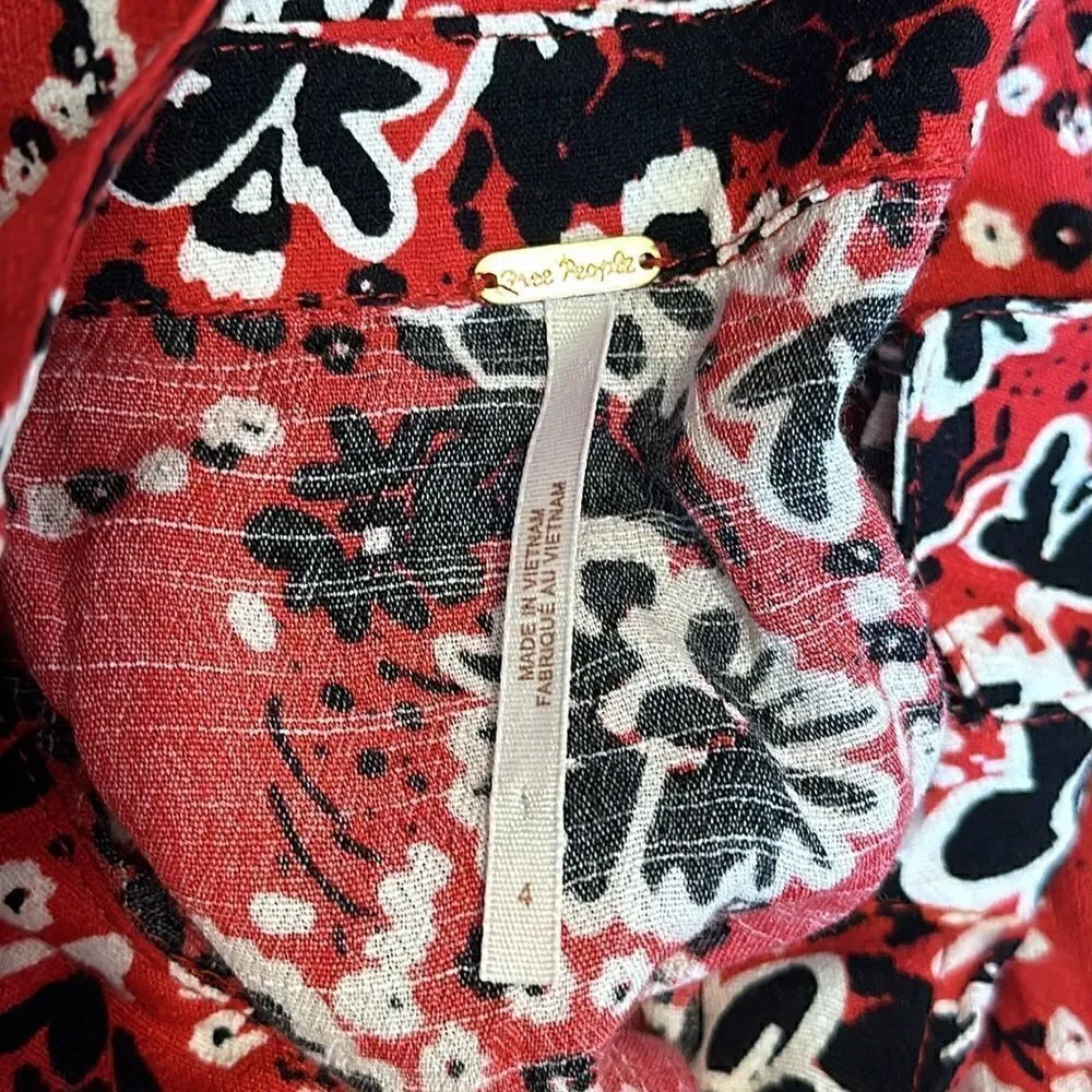 Free people women tough love midi shirt dress floral patterned size 4